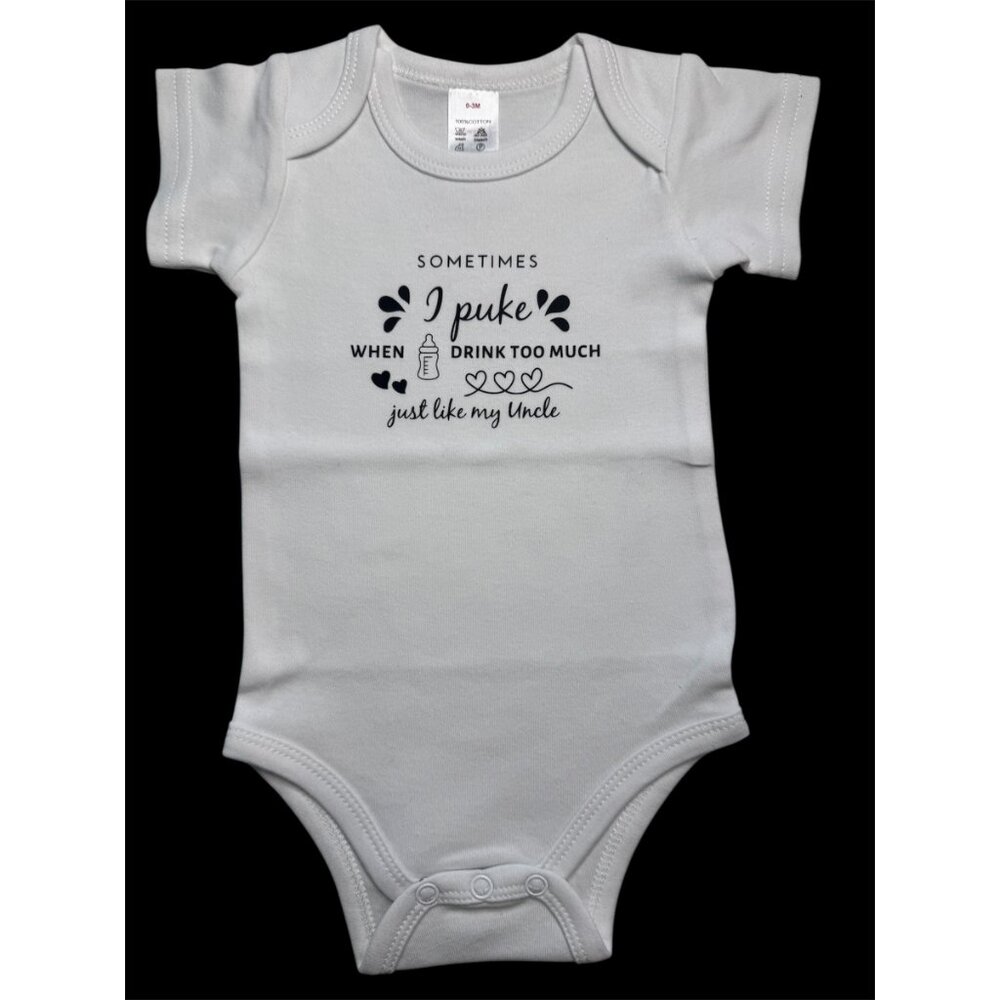 Sometimes I puke-Like My Uncle Infant Onesie *ALWAYS BRAND NEW*